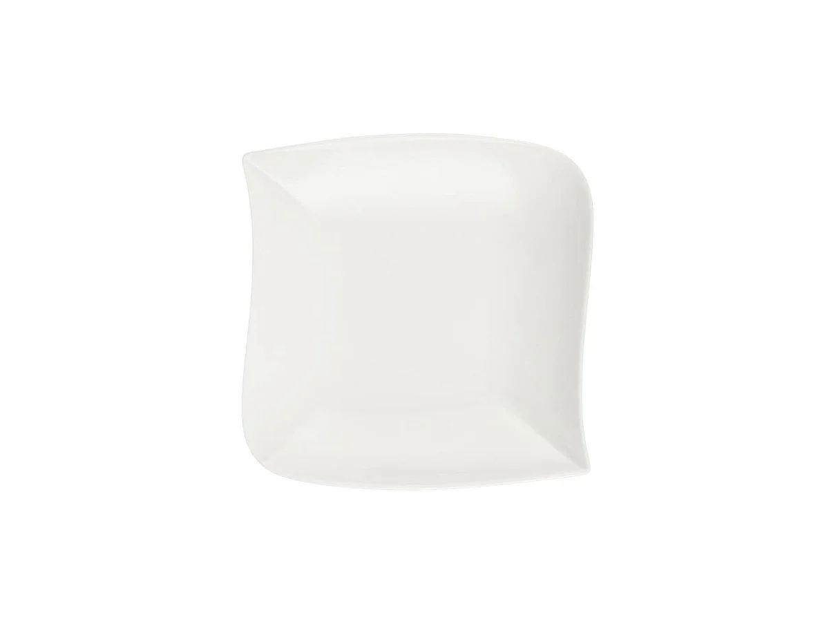Lot de 6 Assiettes Creuses Carrées "Vague" 21cm Blanc