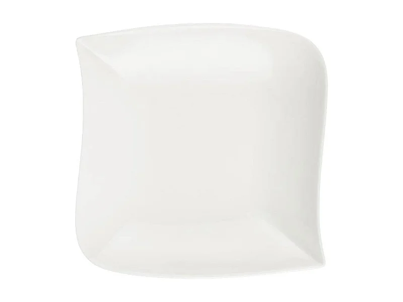 Lot de 6 Assiettes Creuses Carrées "Vague" 21cm Blanc