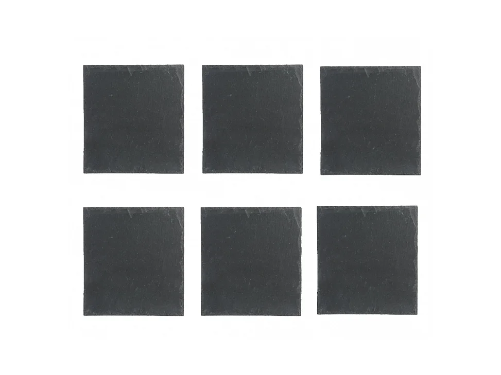 Lot de 6 Assiettes Plates Carrées "Ardoise" 25cm Gris
