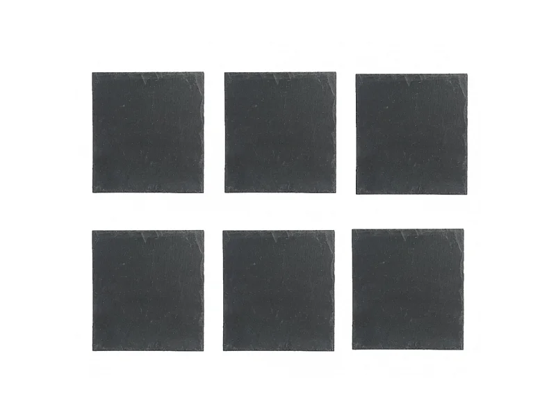 Lot de 6 Assiettes Plates Carrées "Ardoise" 25cm Gris