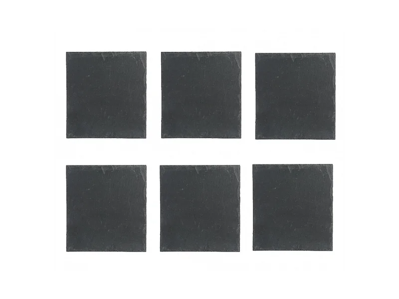 Lot de 6 Assiettes Plates Carrées "Ardoise" 25cm Gris