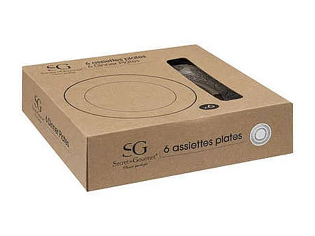 Lot de 6 Assiettes Plates "Renaissance" 25cm Transparent