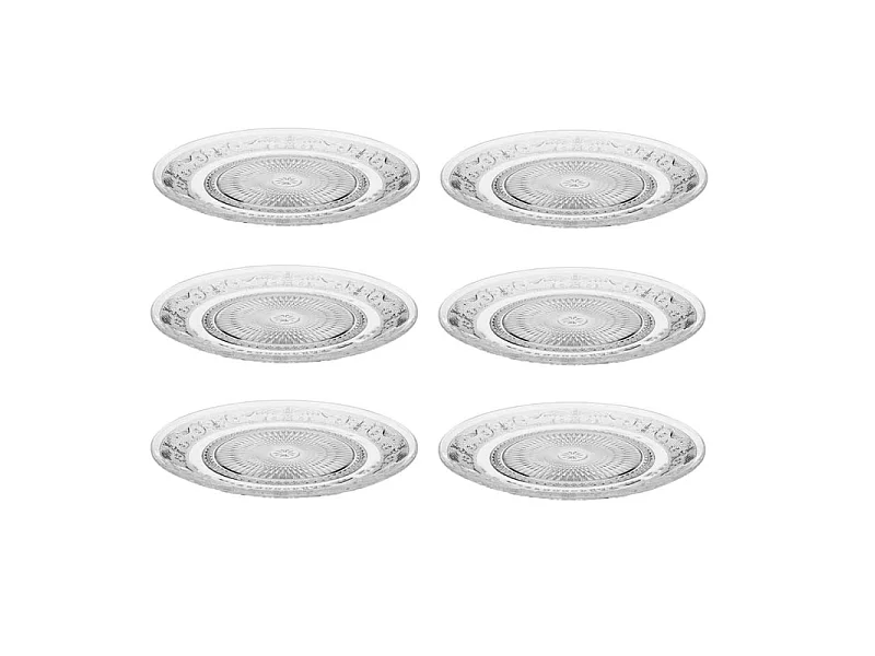 Lot de 6 Assiettes Plates "Renaissance" 25cm Transparent