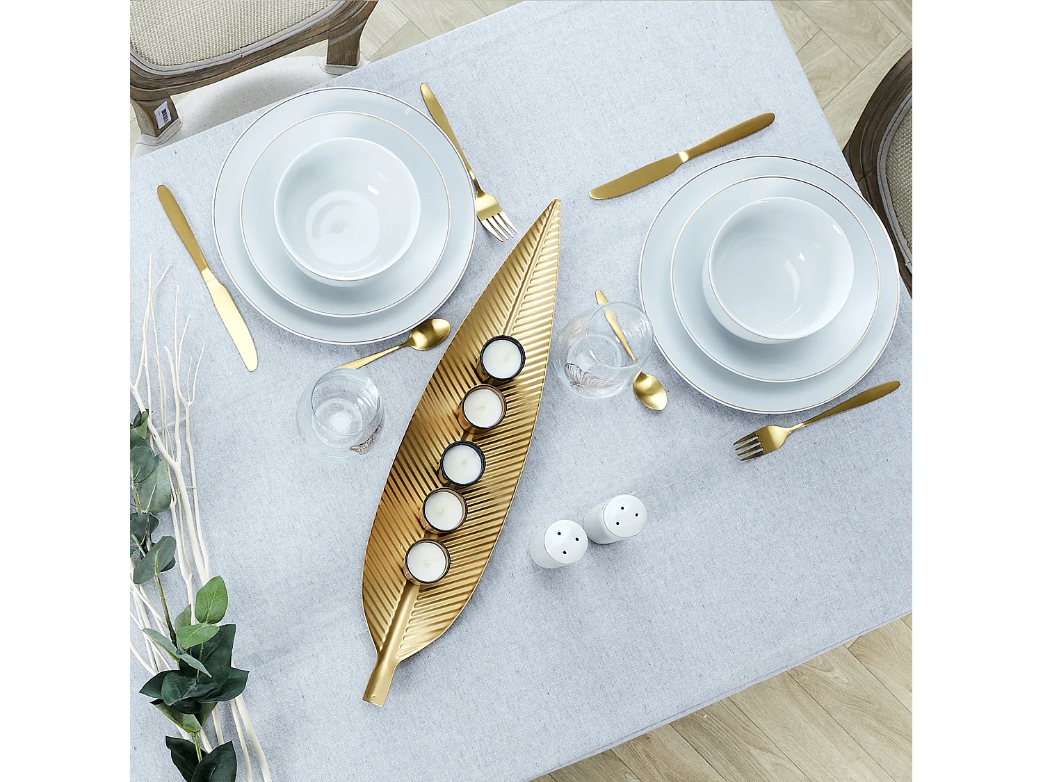 Assiette Creuse - HOME DECO FACTORY - Liseré Doré - Porcelaine - Blanc et Or