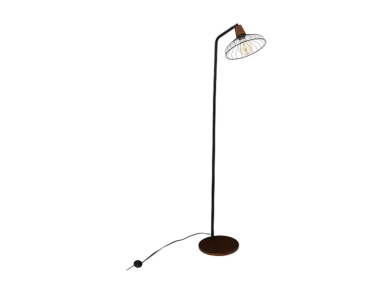 Lampadaire en Bois et métal Noir H 163 cm