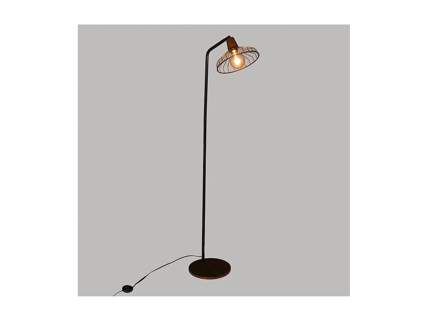 Lampadaire en Bois et métal Noir H 163 cm