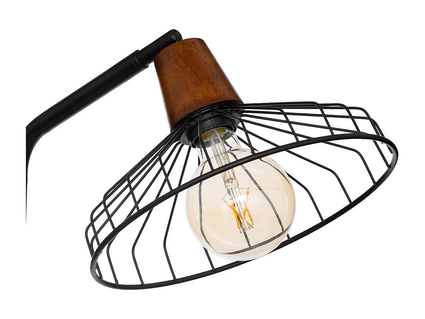 Lampadaire en Bois et métal Noir H 163 cm