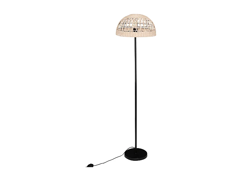 Lampadaire en métal Noir et abat-jour en Rotin H 150.5 cm