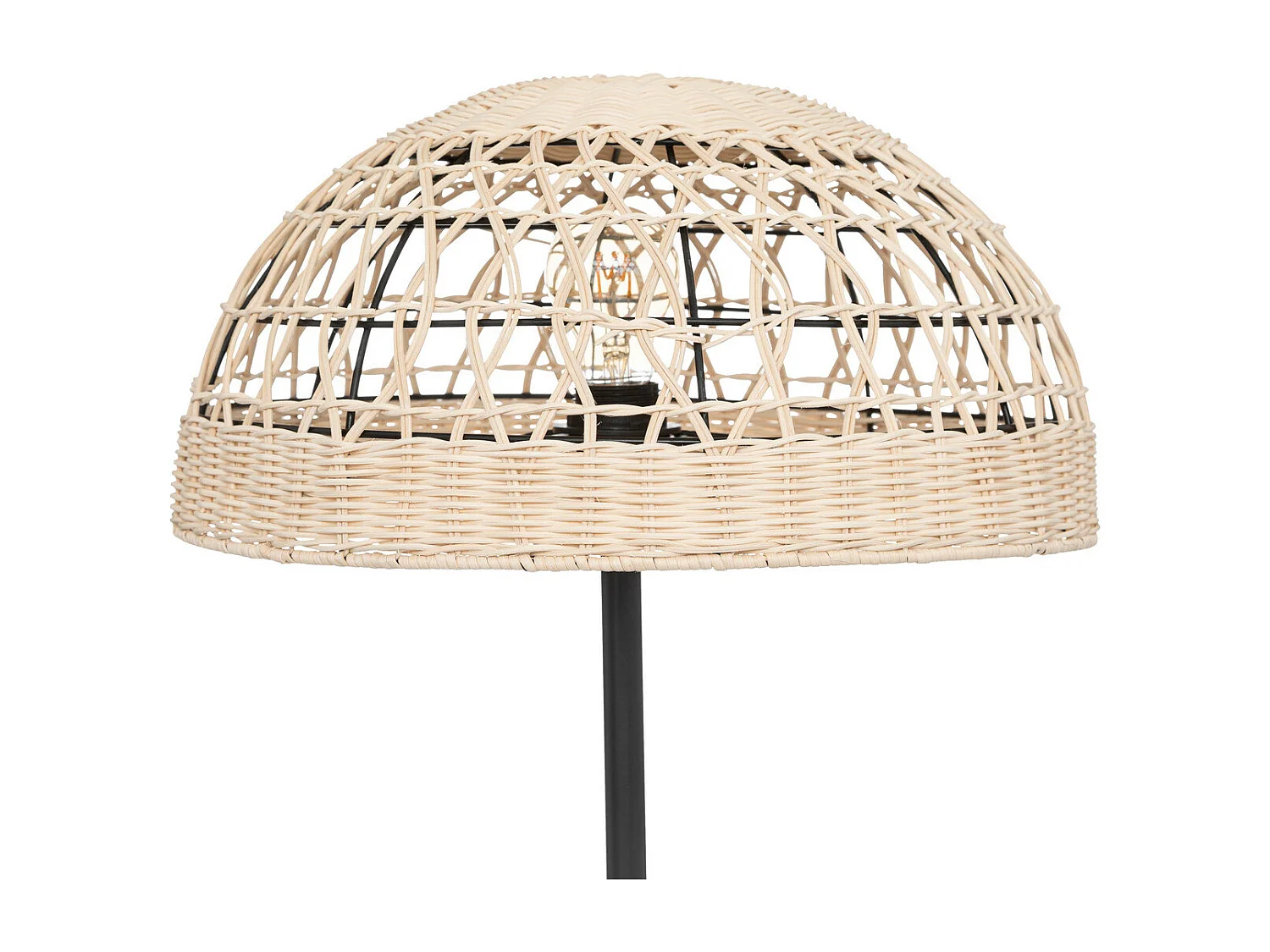 Lampadaire en métal Noir et abat-jour en Rotin H 150.5 cm