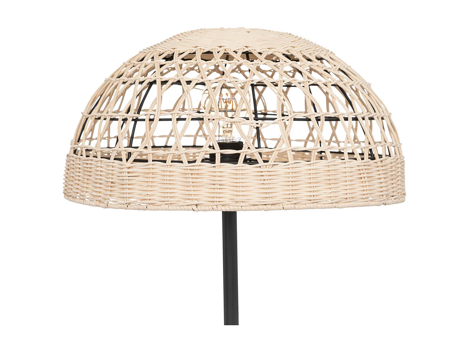 Lampadaire en métal Noir et abat-jour en Rotin H 150.5 cm