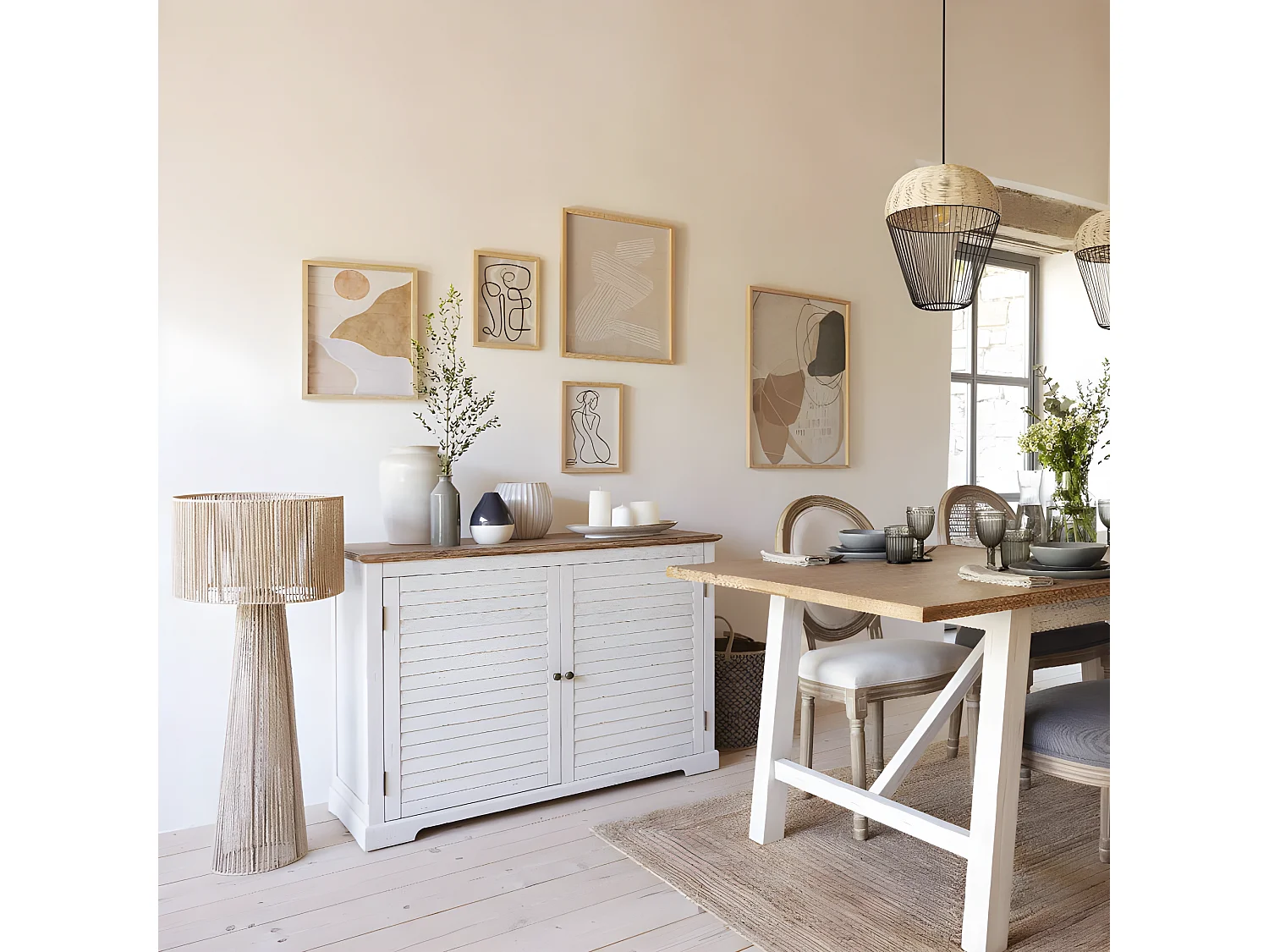 Stehlampe im Jute-Stil 38 x 90 cm