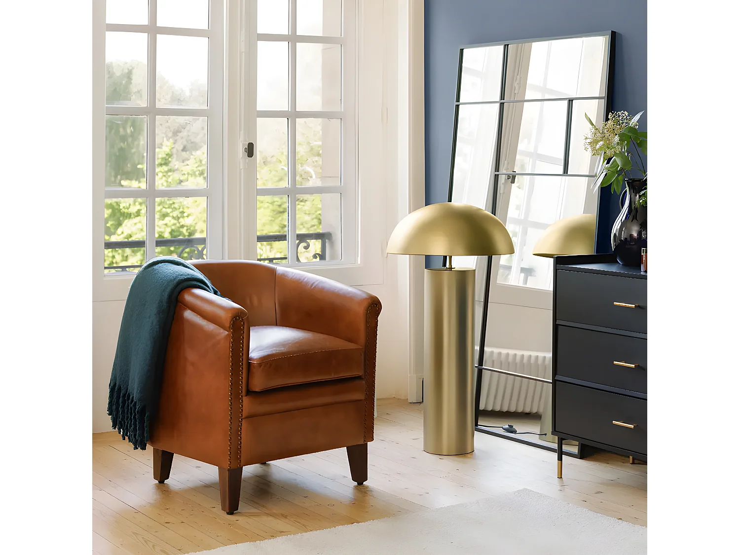 Lampadaire en métal Doré D 50 x H 97 cm