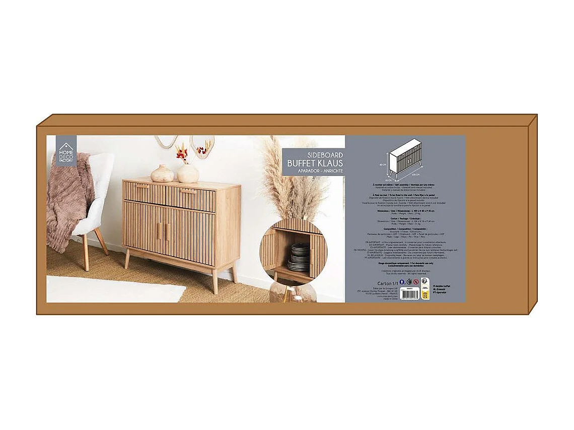 Buffet Klaus 2 Portes 2 Tiroirs Marron