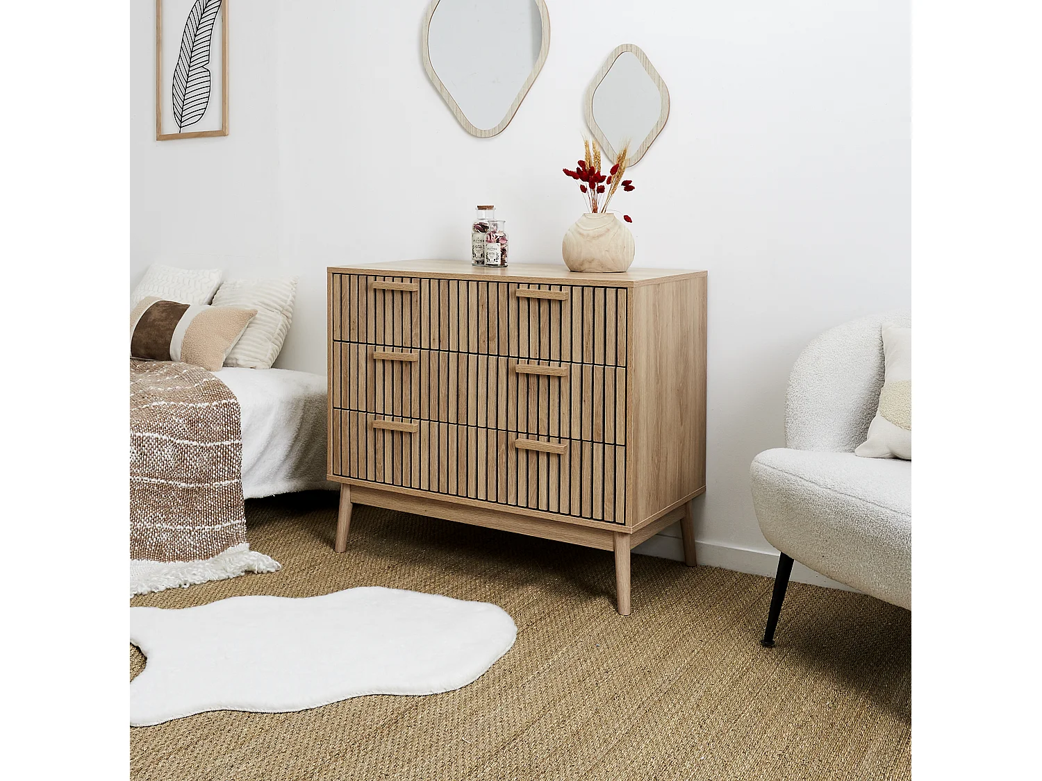 Commode Klaus 3 Tiroirs Marron