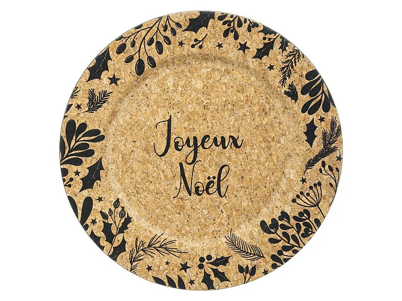 Lot de 6 Assiettes de Présentation "Joyeux Noël" 33cm Naturel