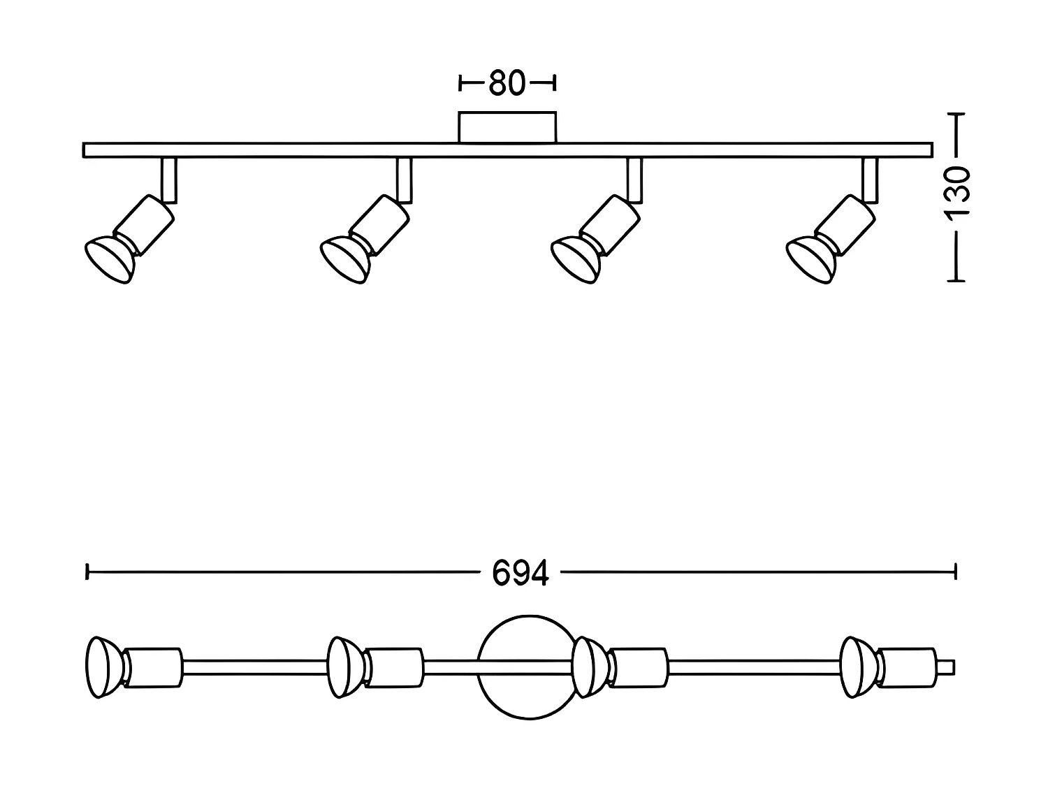 Bande 4 éléments Mod. Limbali Gu10 69x10x15.5cm Philips