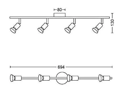 Plafonnier 4 Spots  Limbali  Chromé