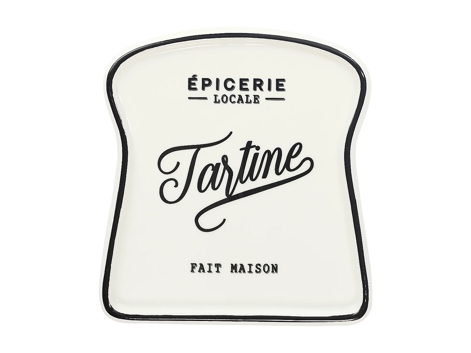 Assiette Toast Bistrot 17x16cm Blanc, Noir