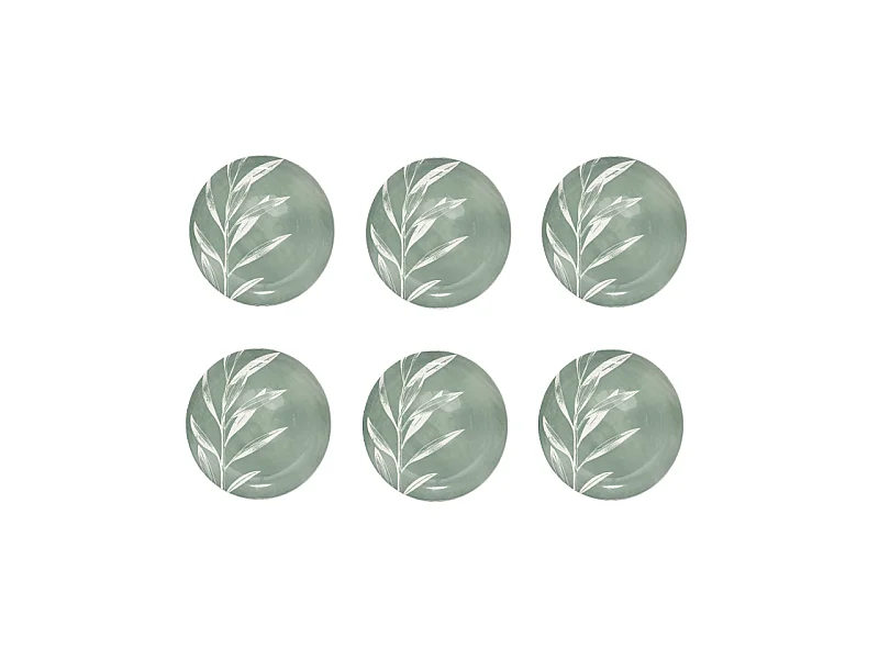 Lot de 6 Assiettes Plates "Green Harmony" 26cm Vert