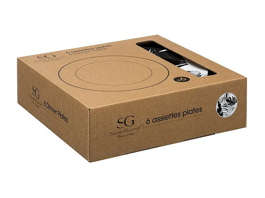 Lot de 6 Assiettes Plates "Palme" 26cm Noir