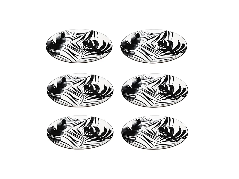 Lot de 6 Assiettes Plates "Palme" 26cm Noir