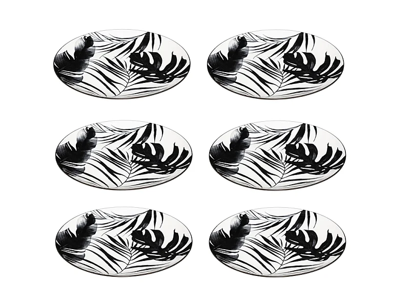 Lot de 6 Assiettes Plates "Palme" 26cm Noir