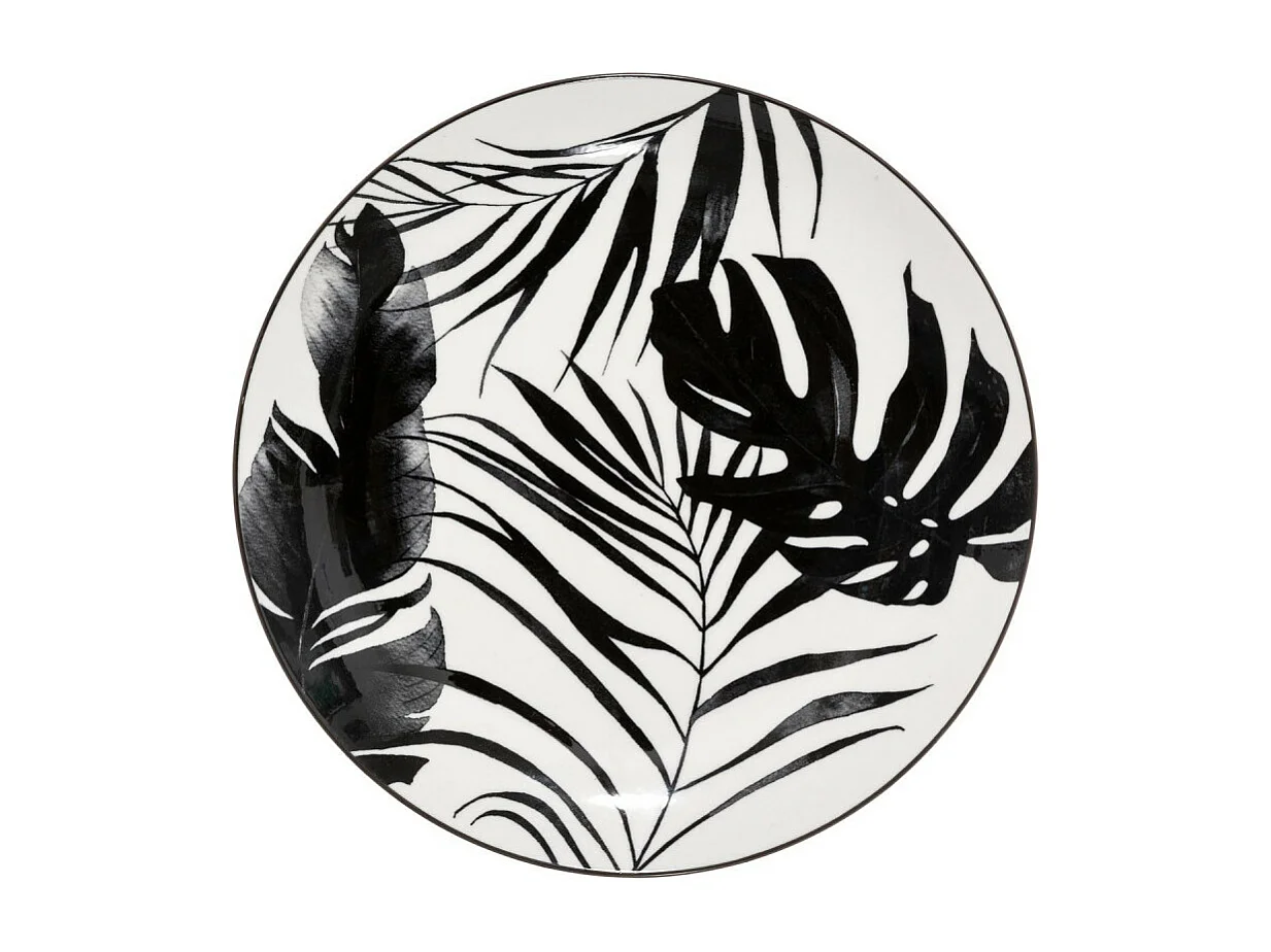 Lot de 6 Assiettes Plates "Palme" 26cm Noir