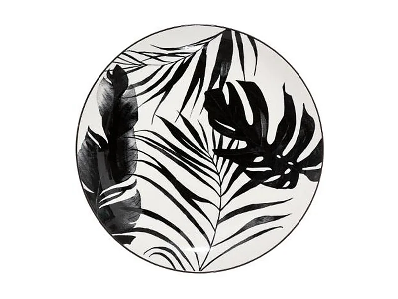 Lot de 6 Assiettes Plates "Palme" 26cm Noir