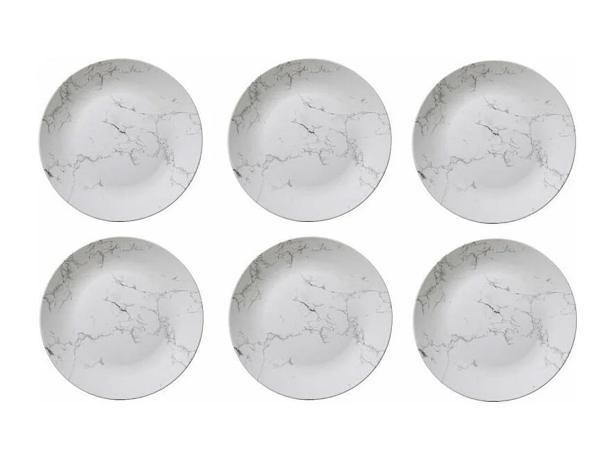 Lot de 6 Assiettes Plates "Geom" 26cm Blanc