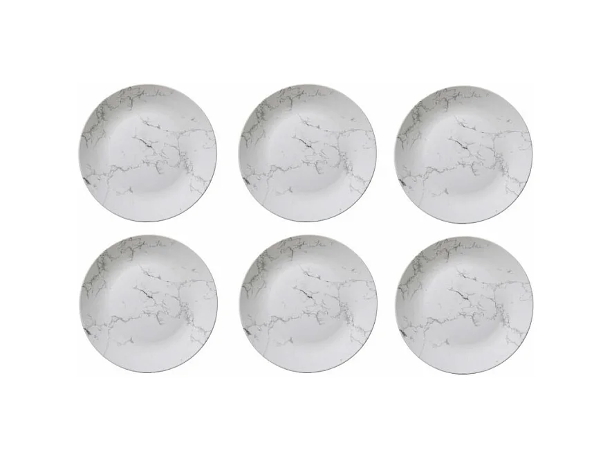 Lot de 6 Assiettes Plates "Geom" 26cm Blanc