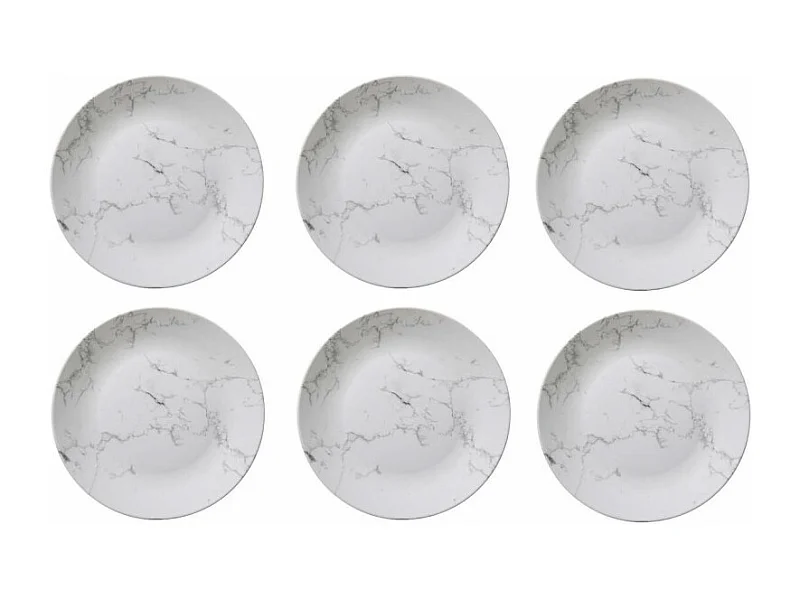Lot de 6 Assiettes Plates "Geom" 26cm Blanc
