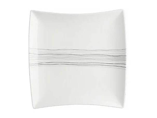 Lot de 6 Assiettes de Présentation Carrées "Lignes" 29cm Blanc