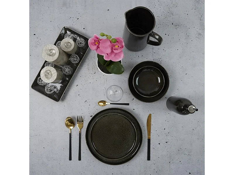 Lot de 6 Assiettes Plates "Gancia" 26cm Noir