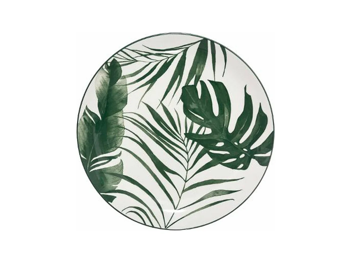 Lot de 6 Assiettes Plates "Palme" 26cm Vert