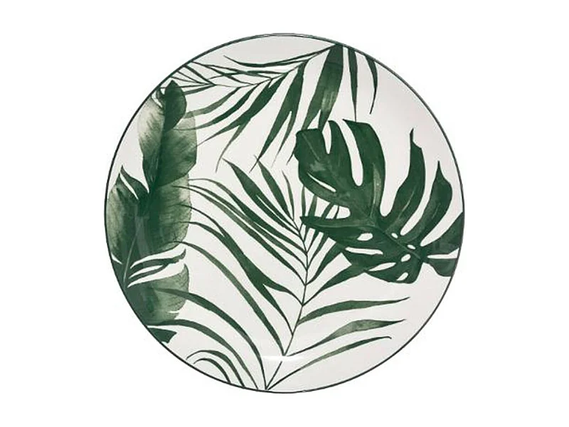 Lot de 6 Assiettes Plates "Palme" 26cm Vert