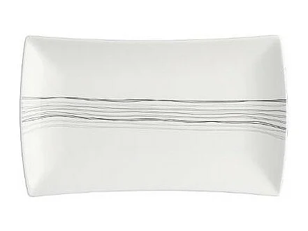 Lot de 6 Assiettes Plates Rectangles "Lignes" 26cm Blanc