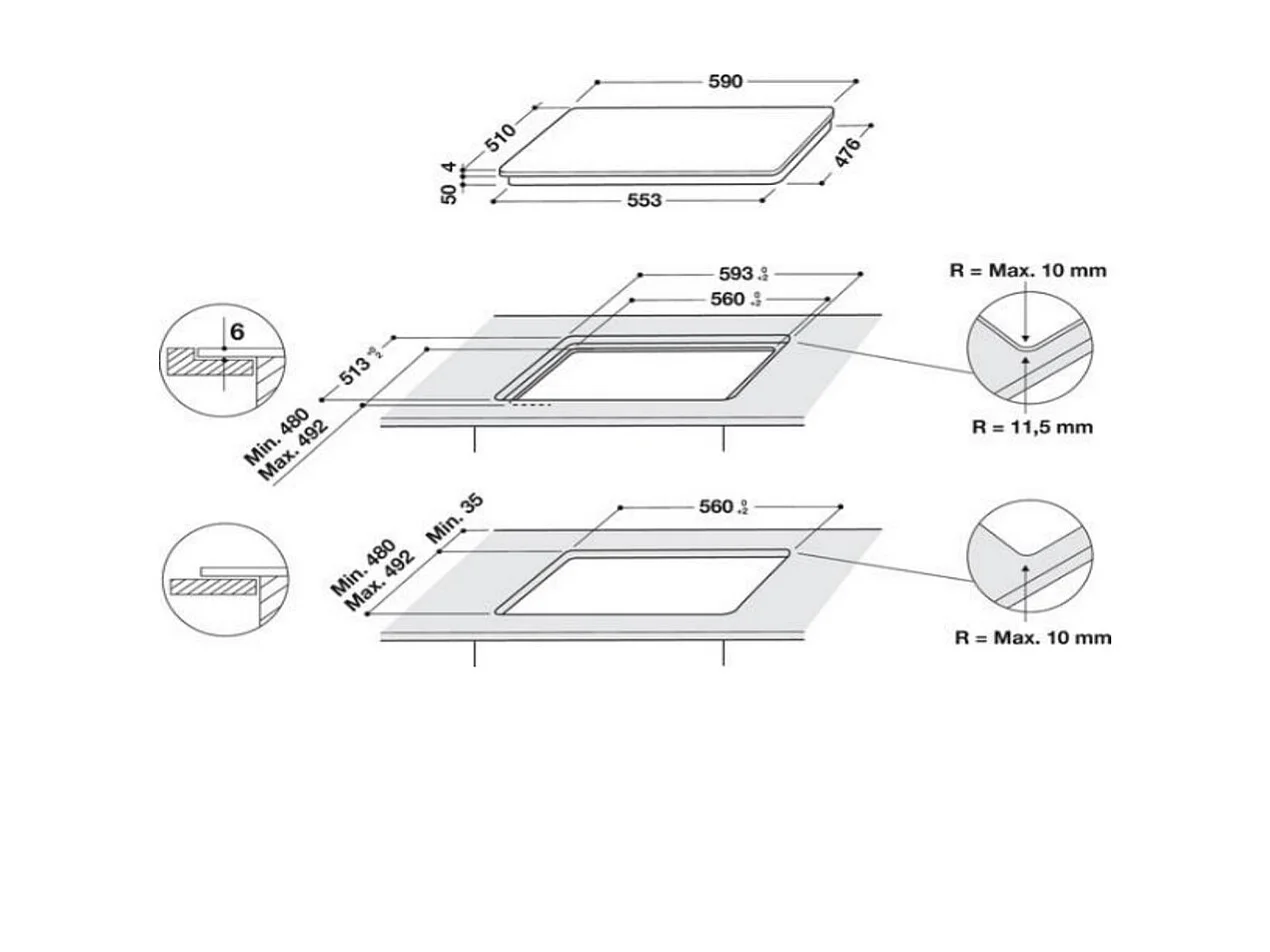 Hotpoint Table de cuisson induction 60cm 3 foyers 7200w noir - HB2760BNE