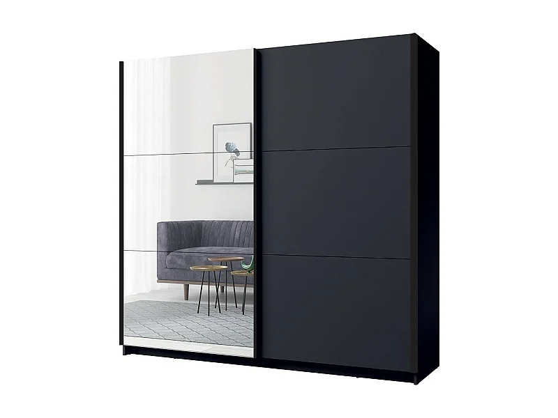 Armario colección 200 cm 2 puertas correderas con espejo - gris grafito - Colección ARSALA