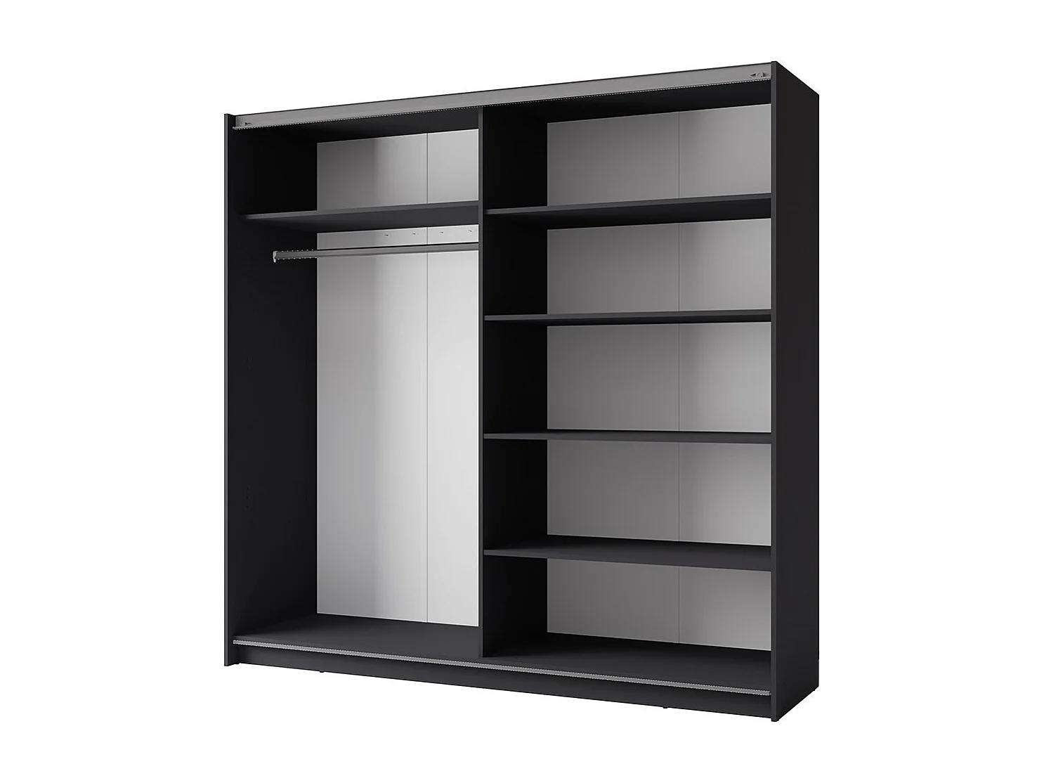 Armoire collection 200 cm 2 portes coulissantes avec miroir - gris graphite - Collection ARSALA