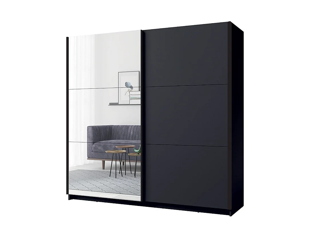 Armadio collezione 200 cm 2 porte scorrevoli con specchio - grigio grafite - Collezione ARSALA