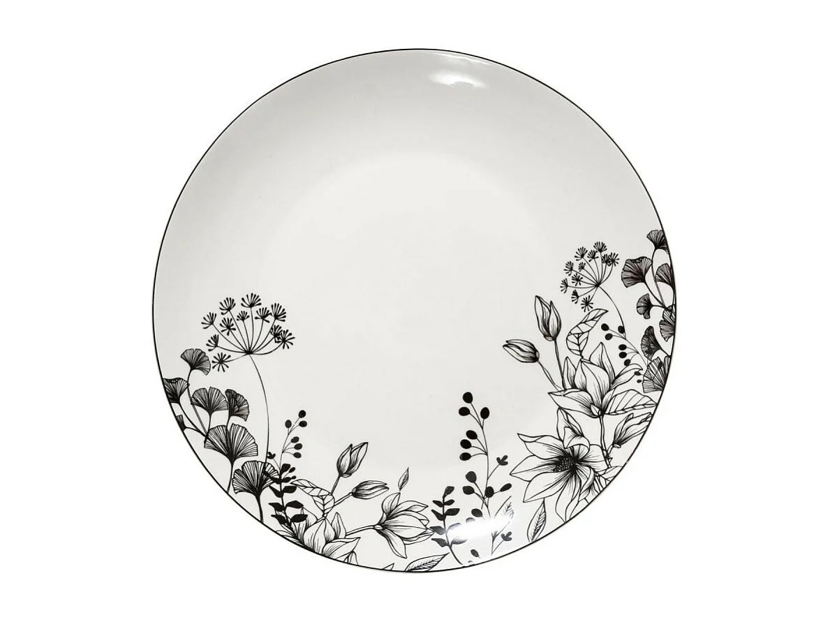 Lot de 6 Assiettes Plates "White Floral" 27cm Blanc