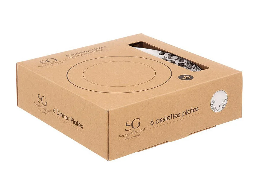 Lot de 6 Assiettes Plates "White Floral" 27cm Blanc