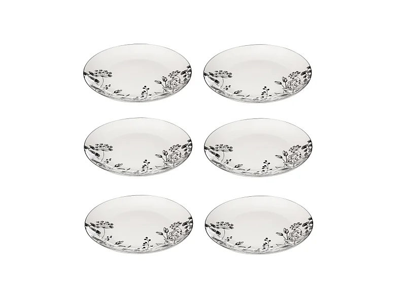 Lot de 6 Assiettes Plates "White Floral" 27cm Blanc