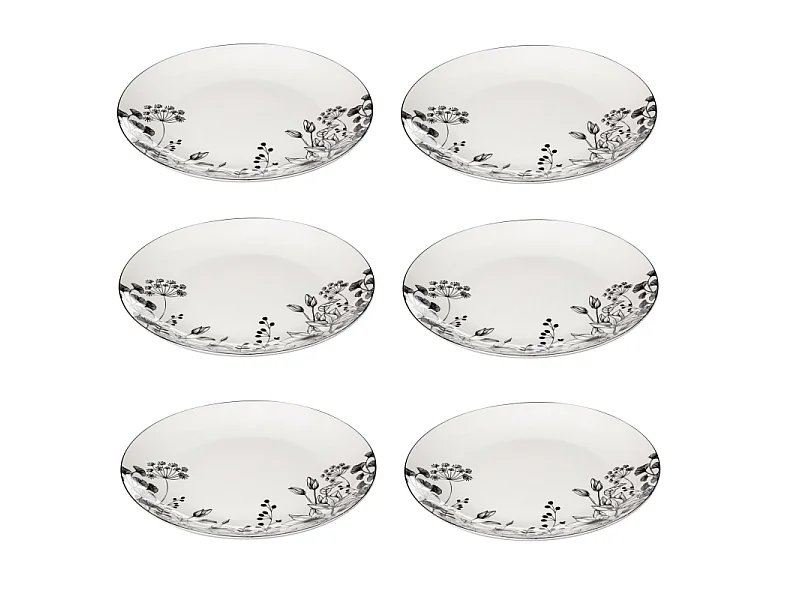 Lot de 6 Assiettes Plates "White Floral" 27cm Blanc