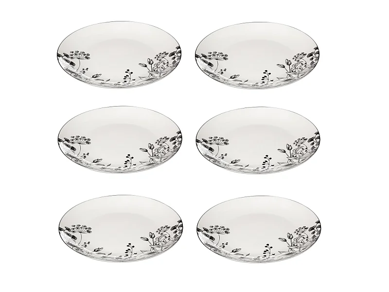 Lot de 6 Assiettes Plates "White Floral" 27cm Blanc
