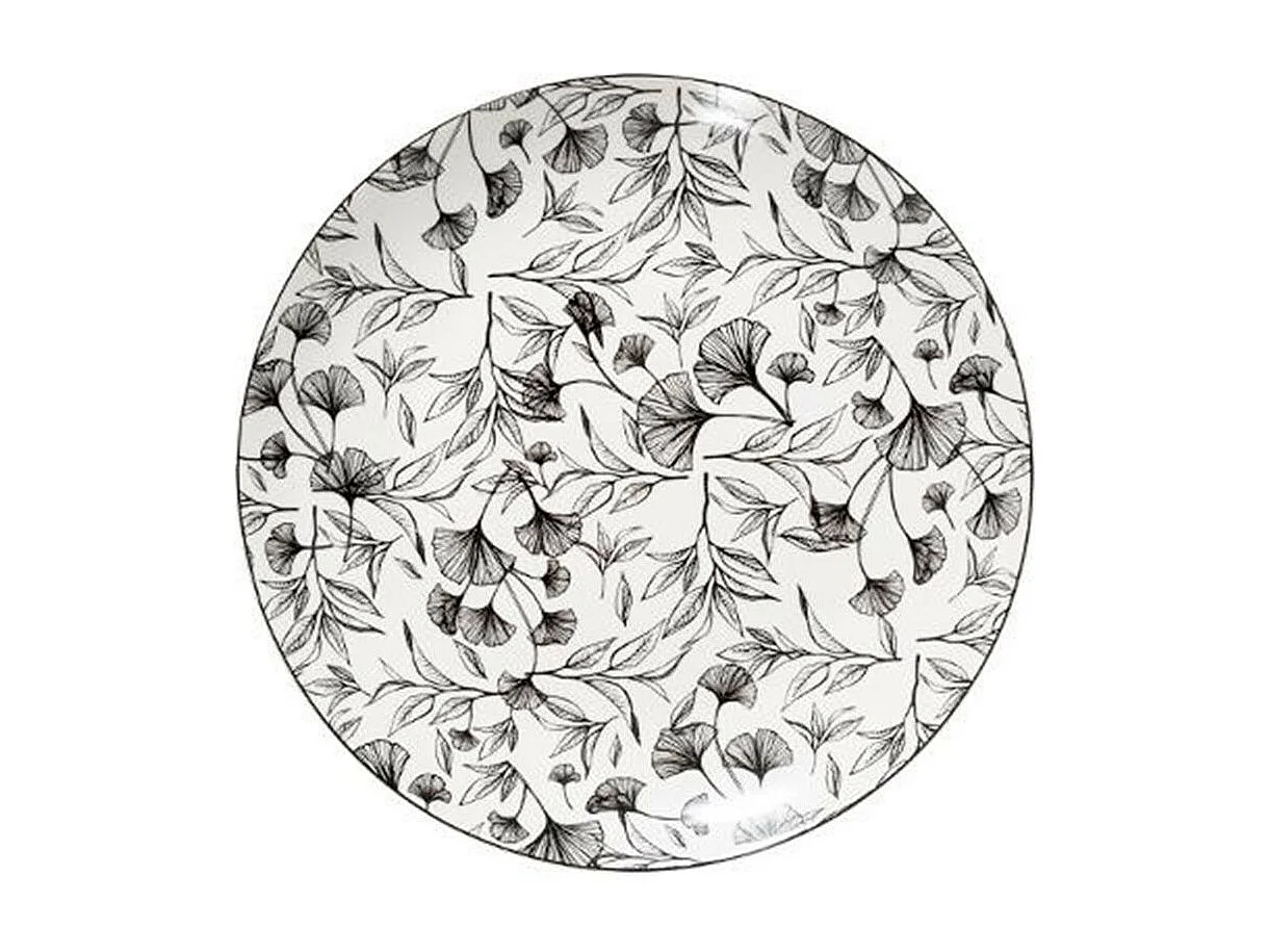 Lot de 6 Assiettes Plates "Black Floral" 27cm Noir