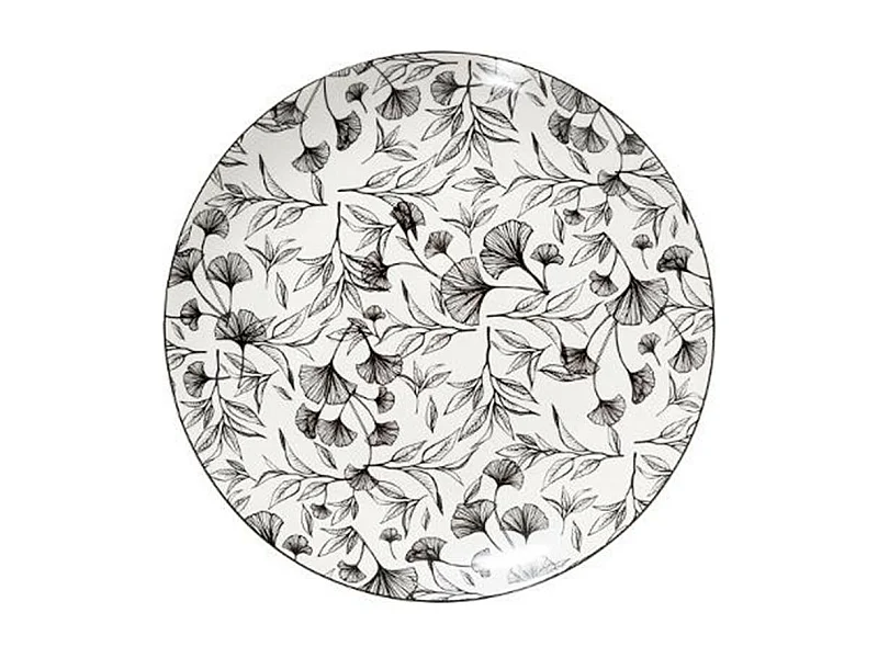 Lot de 6 Assiettes Plates "Black Floral" 27cm Noir