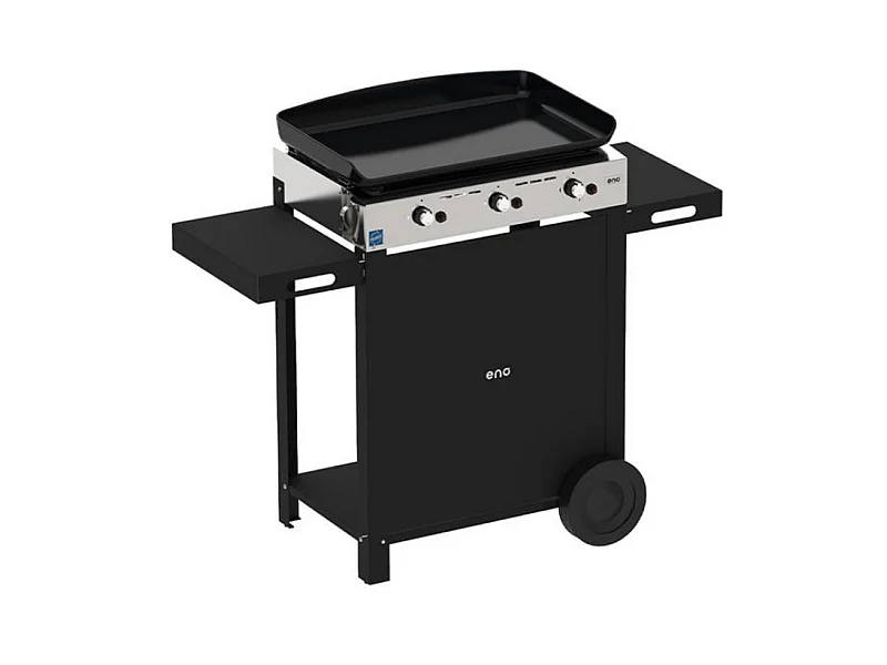 Eno Plancha gaz 6300w plaque fonte émaillée 62x36cm avec chariot - 55658385