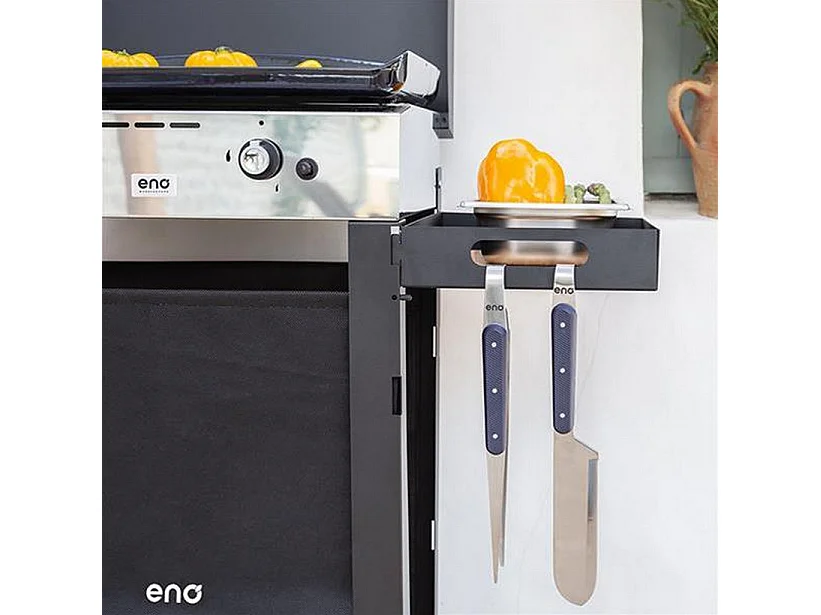 Eno Plancha gaz 6300w plaque fonte émaillée 62x36cm avec chariot - 55658385