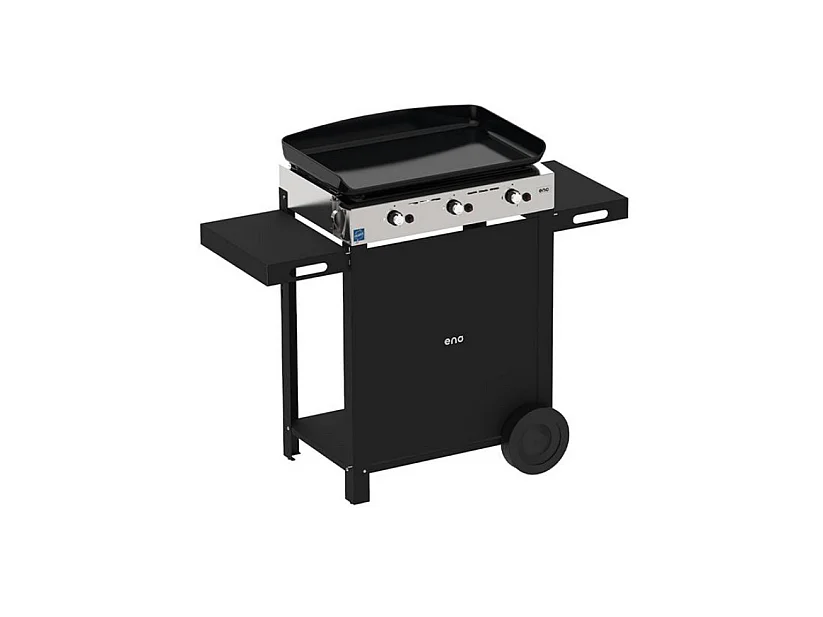 Eno Plancha gaz 6300w plaque fonte émaillée 62x36cm avec chariot - 55658385